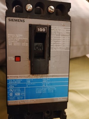 SEIMENS ED43B100 3 Pole 100 Amp 480V ED4U Molded Case Circuit Breaker