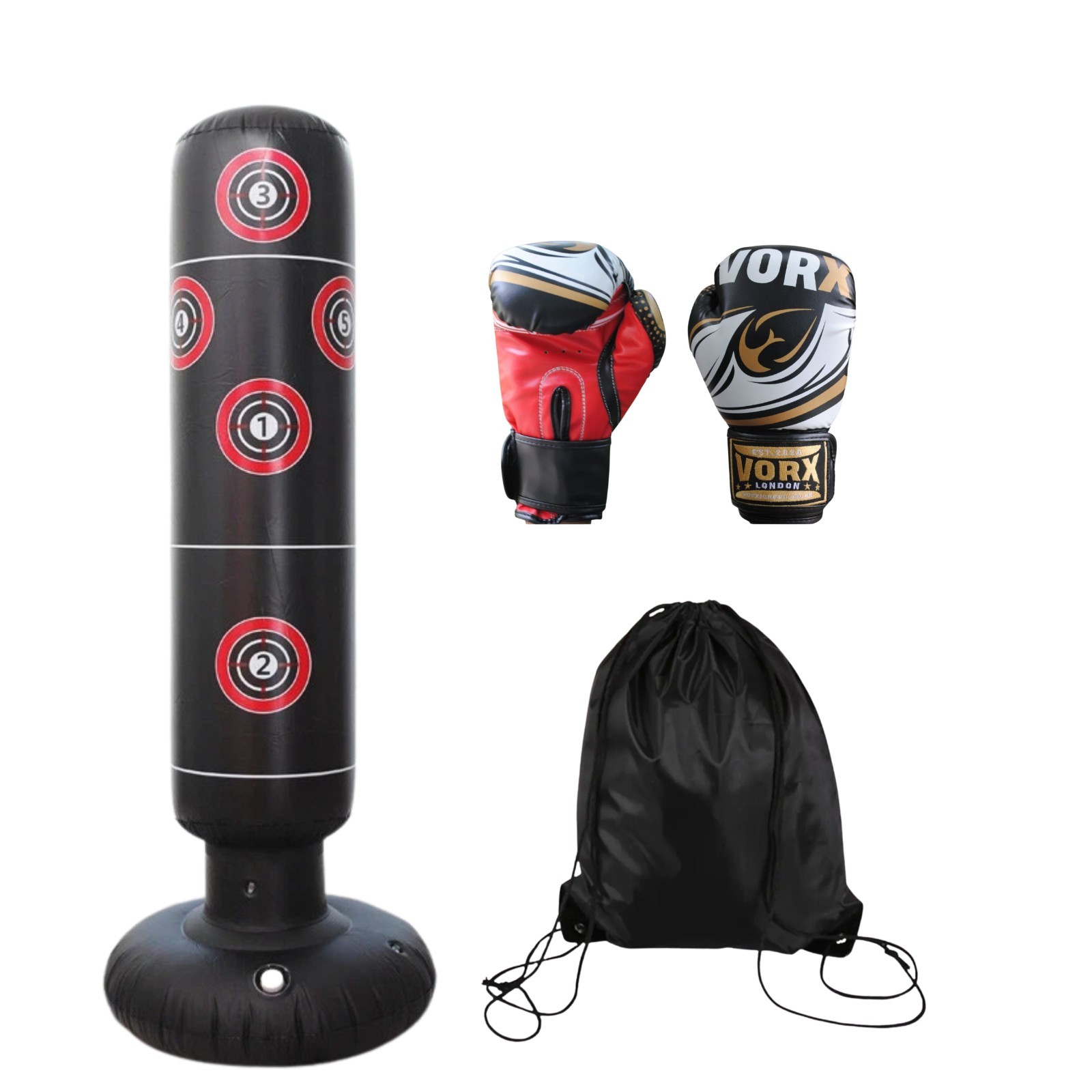 Children Boxing Set Inflatable Punch Bag Gloves Indoor Outdoor Fun