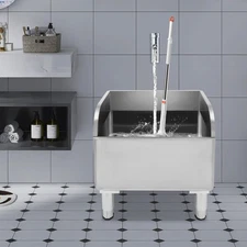 Commercial Stainless Steel Floor Mop Sink - 24" x 16" x 22", 12" Deep Basin