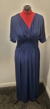 New Navy Grecian Style Summer Maxi Dress One Size 14-28, Silky Feel Jersey Fabri