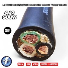 4/3 SOOW SO Cord 25 ft HD USA Portable Outdoor Indoor 600 V Flexible Wire cable