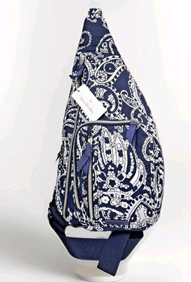 Vera Bradley Sling Backpack in Deep Night Paisley Neutral NWT Vera Bradley Sling Backpack in Performance Twill Deep Night  main image 4