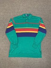 Vintage Polo Ralph Lauren Rugby Long Sleeve Polo Shirt Mens L Striped Colorful