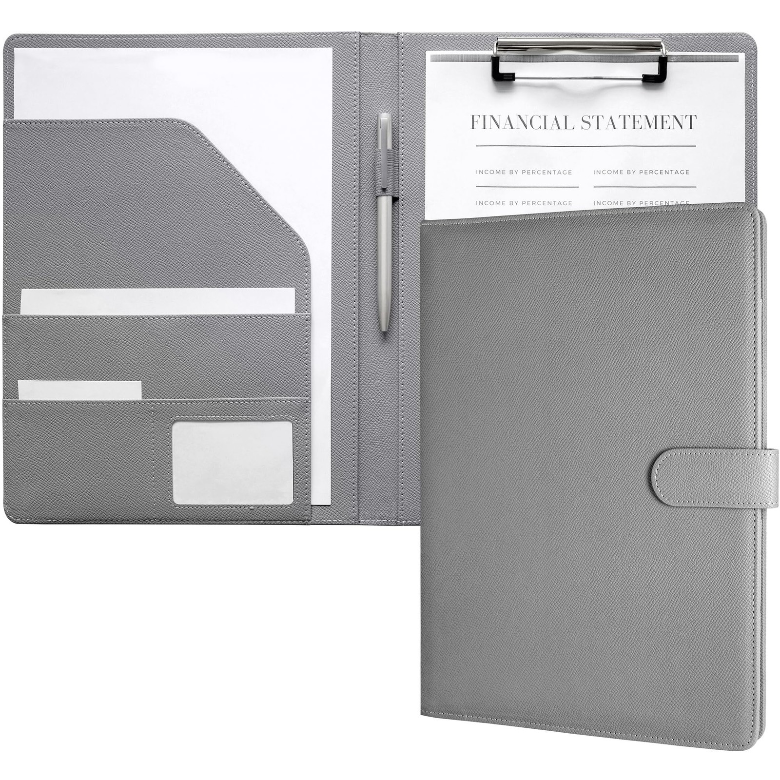 Mymazn Porta Documenti A4 in Pelle PU Grigio Organizzatore Portfolio