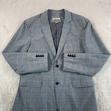 John Varvatos USA Sports Coat Blazer Men 44R Grey Glen Check 2 Button Front