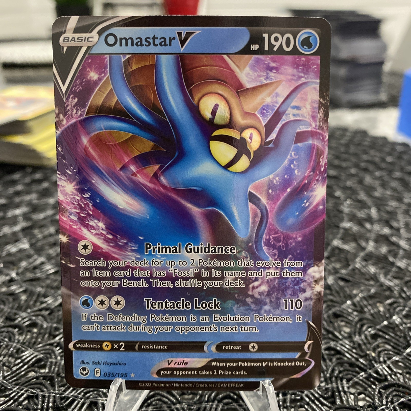 NM Pokemon Silver Tempest Omastar V Ultra Rare #035/195