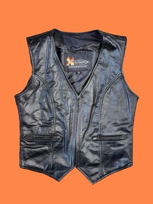 Xelement Black Leather Motorcycle Vest Medium Biker Daytona Sturgis