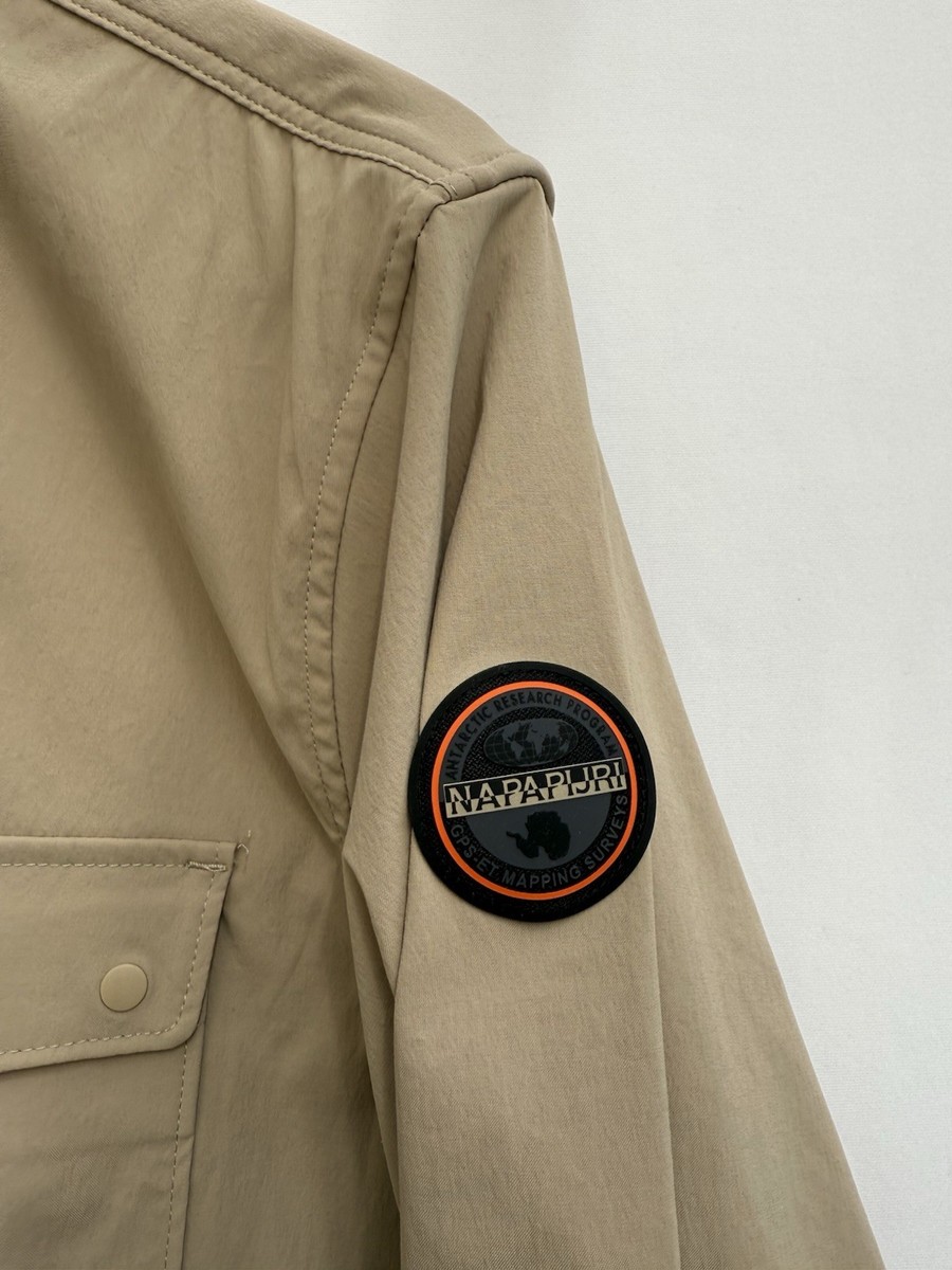 Napapijri G-Bosson Rocky Beige Utility Overshirt Stretch Polyamide Mens Small View 2