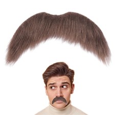 Fake Mustache for Men Classic Halloween Self Adhesive Average, Brown
