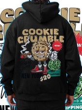 Men's Cookie Crumble Graphic Hoodie - Black Casual Long Sleeve Knit Sweatshirt