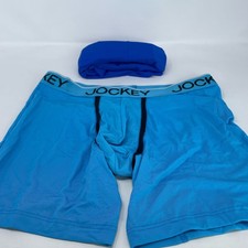 Jockey Men  s Chafe Proof Microfiber 6" Boxer Briefs 2-Pack M Blue