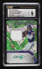 2021 Spectra Aspiring Neon Green Prizm /35 Kellen Mond CSG 9 Patch Auto 0ld5