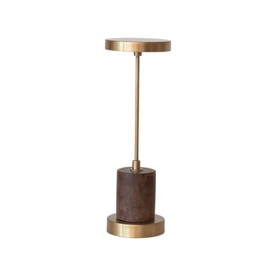 Creative Co-Op Metal and Mango Wood LED Table Lamp with Touch Sensor in Antiq...