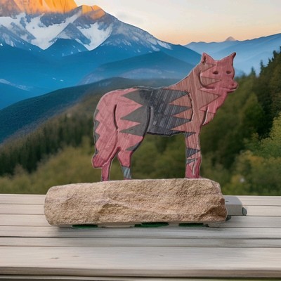 Vtg Western Aztec Style Knick Knack Paperweight Figurine Figure Statue Wolf 