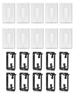 10 Pack Single Brush Wall Plate with Low Voltage Mounting Bracket,Cable Pass ...