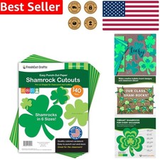 Vibrant 140-Piece Shamrock Cutouts for Classrooms and St. Patrick's Day Events