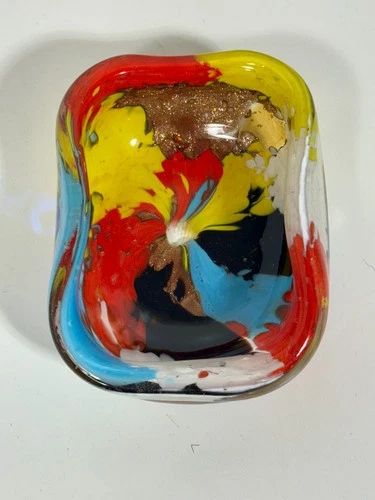 DINO MARTENS Murano Oriente Art Glass Ashtray Bowl Aventurine Italy