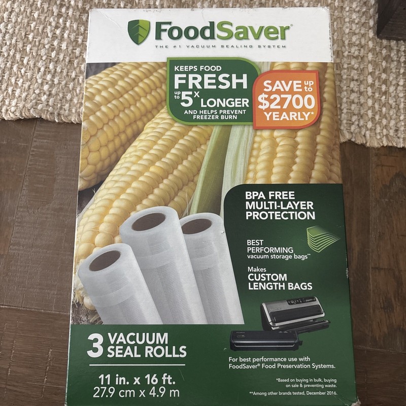 FoodSaver 11in. x 16 ft. Vacuum Seal Roll - 3 Rolls FSFSBF0634-NP New / Sealed