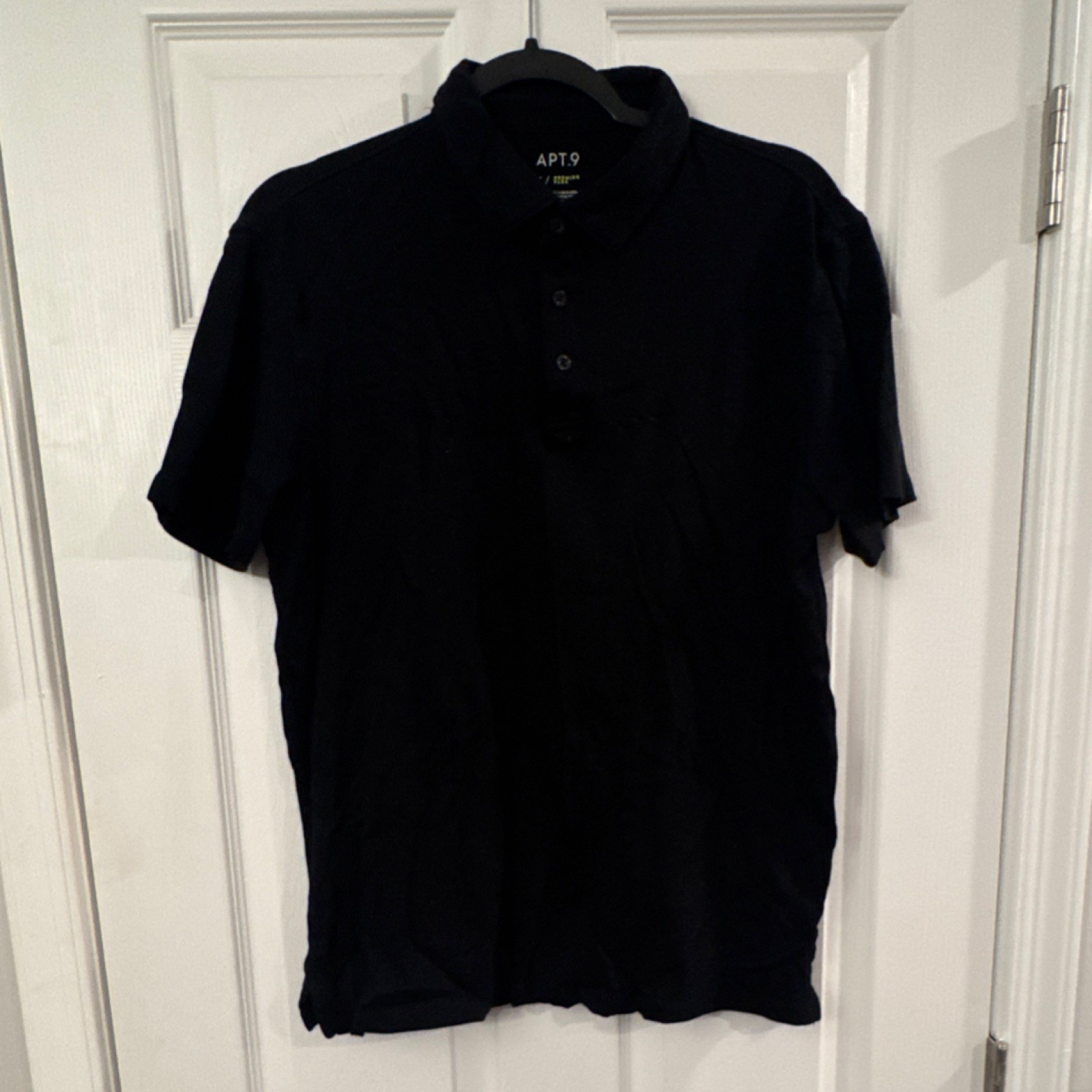 APT. 9 Men's Black Polo Shirt Size Medium Short Sleeve Collared Premier Flex
