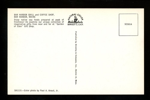 Restaurant postcard Maine ME Bar Harbor Grill and Coffee Shop chrome - Picture 2 of 2