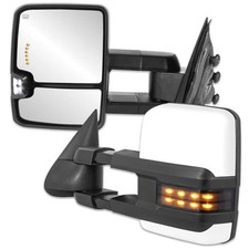 White Heated Power Towing Mirrors Compatible for Chevy Dotted Light 2014-2019