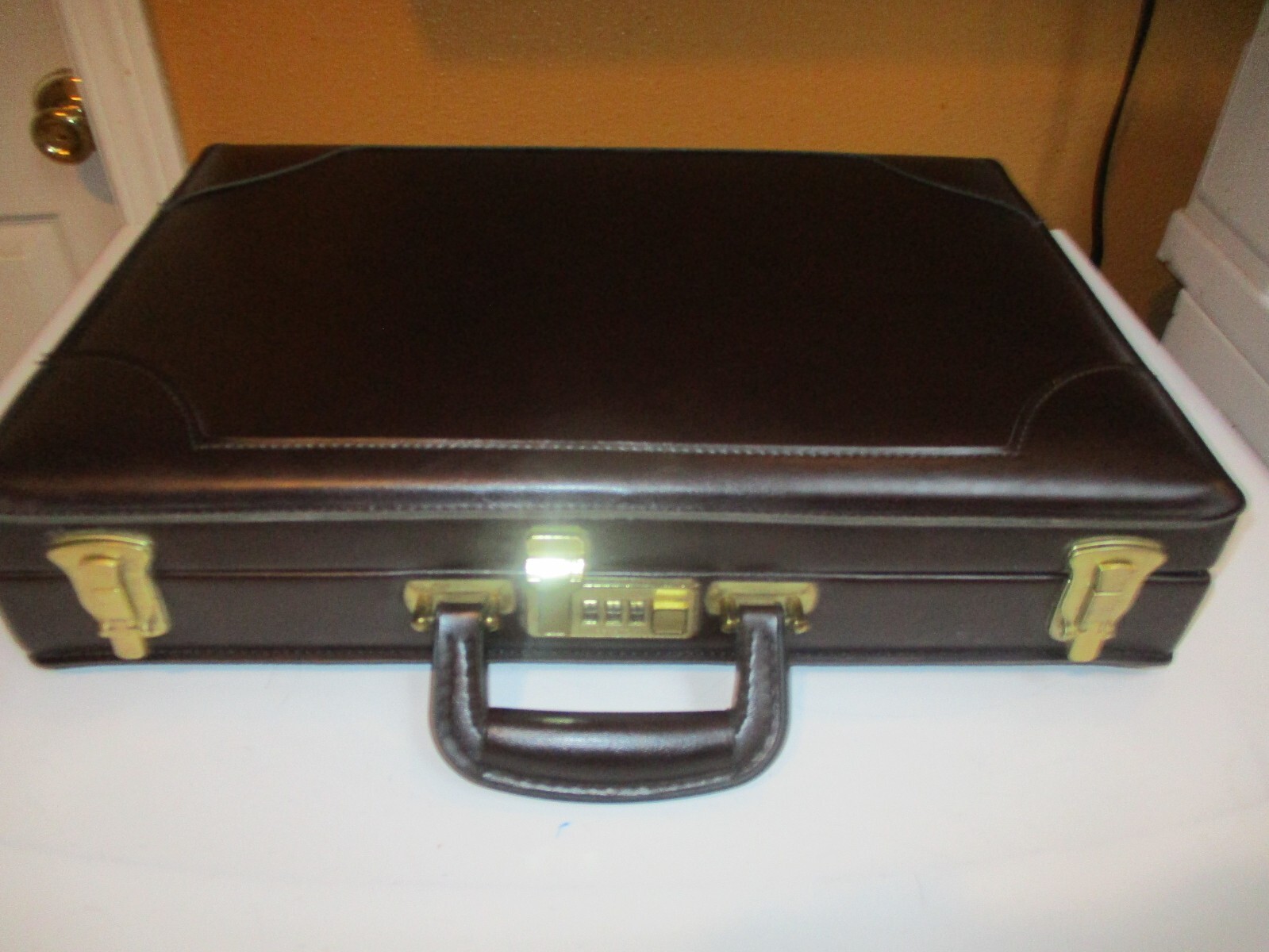 Vintage Airway Pilot Briefcase Combo Lock Brown Leath… Gem