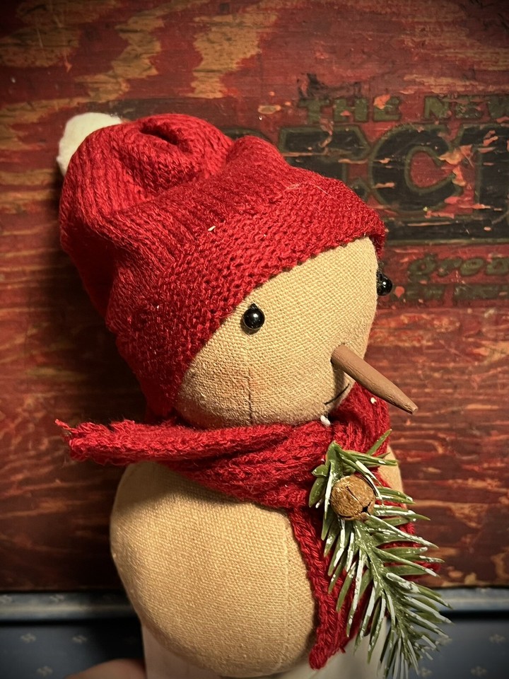 Grubby Primitive Rustic Christmas Sweet Be Merry Rag Doll Snowman on ...