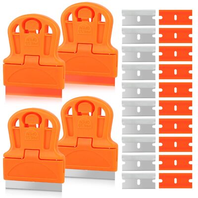 WEGAZ-4 Pcs Mini Plastic Razor Blade Scraper Tool-Suitable for Cleaning Windows