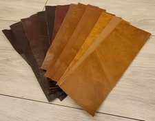 10 Shades of Tan and Brown 100% Quality leather 9"x3" craft patch 1.1mm Thick 