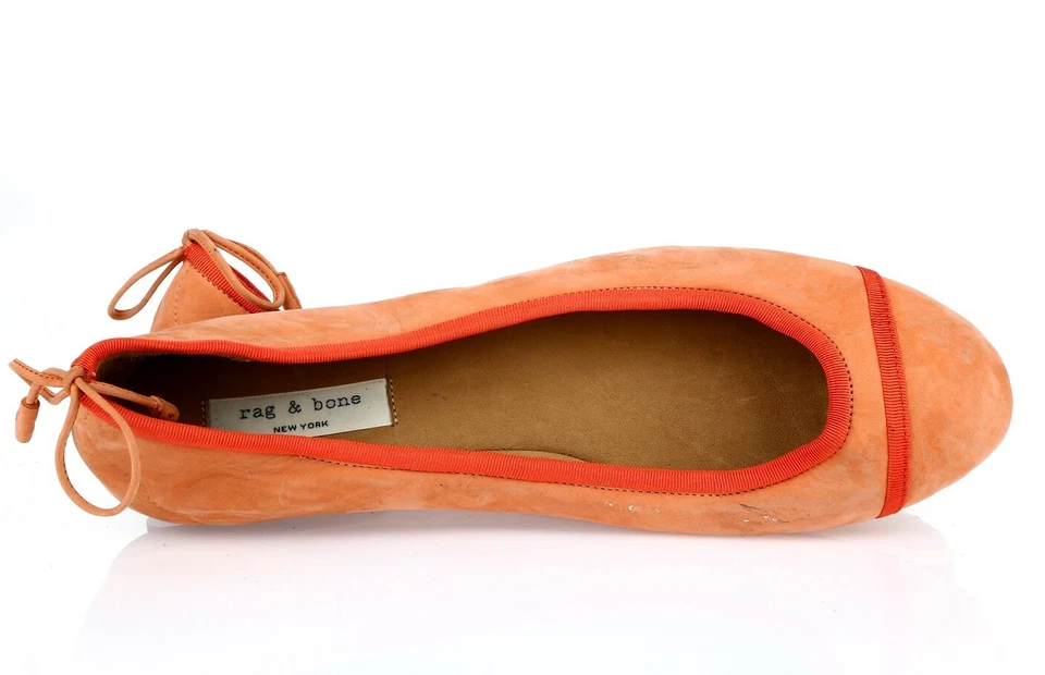 Zapatos planos de ballet Rag & Bone Hazel para mujer coral melocotón gamuza sin cordones talla 39 Foto 3 de 4