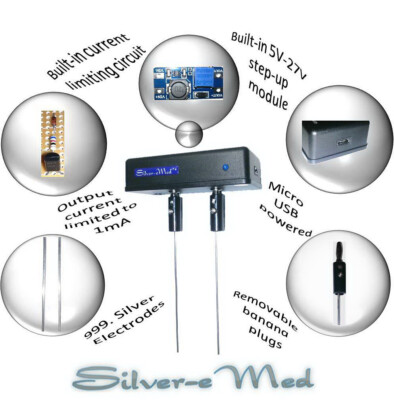 KOLLOIDALES SILBER Generator USB betrieben mit STROMBEGRENZUNGSSCHALTUNG (Komplettset)