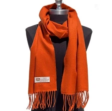 New Women's 100% CASHMERE SCARF Made in England SOLID Orange SUPER SOFT
