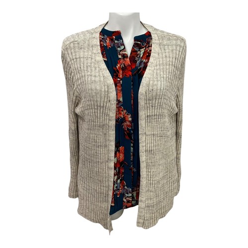 Lane Bryant Oberteil Cardigan Damen Größe 14-16 Blumenmuster Gitter Riegelärmel Arbeit Büro - Bild 5 von 13