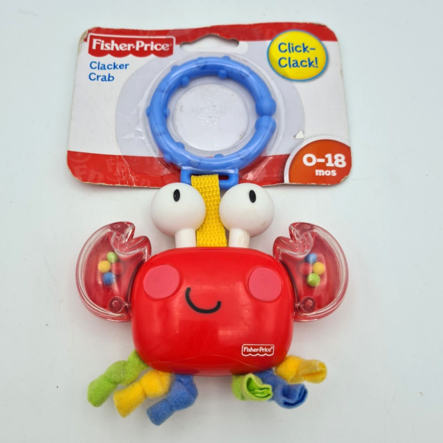 Fisher-Price Clacker Crab &#039;Click Clack&#039; rattle 0-18 months 2012 Mattel with tag
