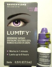 NIB Bottle Lumify Bausch Lomb Dryness/Redness Relief Eye Drops .25 oz Exp 7/27
