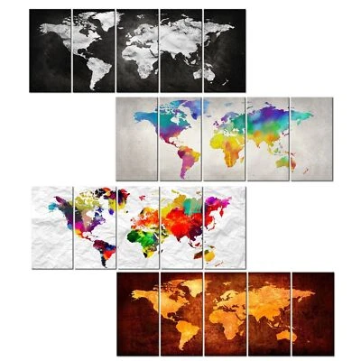 Weltkarte Bunt 5tlg AKUSTIKBILD LEINWAND SCHALLSCHUTZ WANDBILD XXL WOHNZIMMER - Bild 1 von 3