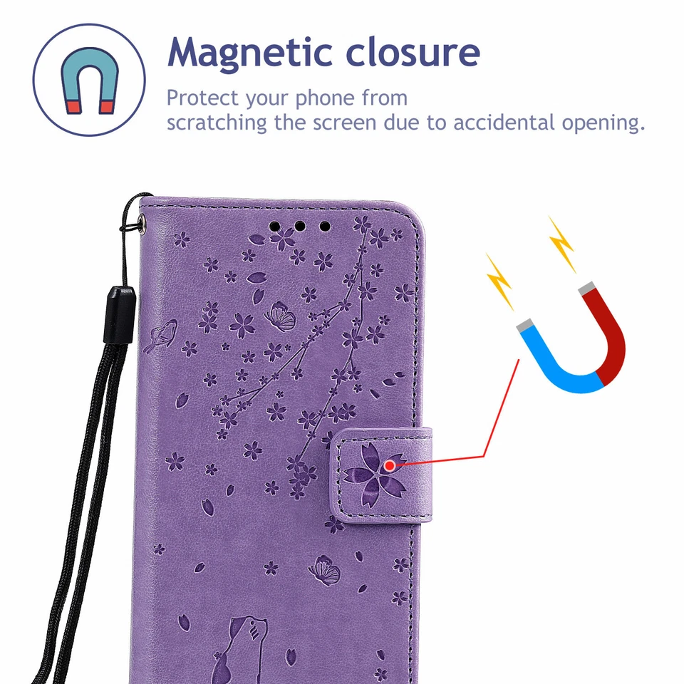 Magnetic Strap Leather Wallet Flower Pattern Case For LG Stylo 5 4 G7 G6 V30 K40 - Image 4 of 4