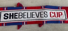 NWT Team USA USWNT Soccer Scarf , 7” x 60” She Believes Cup Red White And Blue