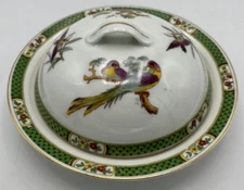 Union T Birds of Paradise Czechoslovakia Round Covered Butter Dish with Insert