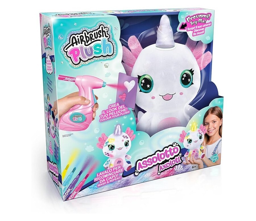 ROCCO GIOCATTOLI AIRBRUSH PLUSH ASSOLOTTO UNICORNO MAGICO CREA LAVA E RICOMINCIA