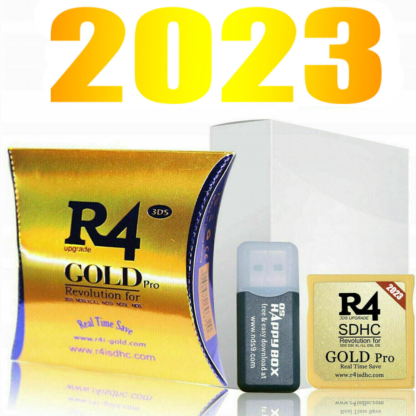 Image of 2023 R4 Gold Pro SDHC for DS 3DS 2DS  Revolution Cartridge With USB Adapter IT