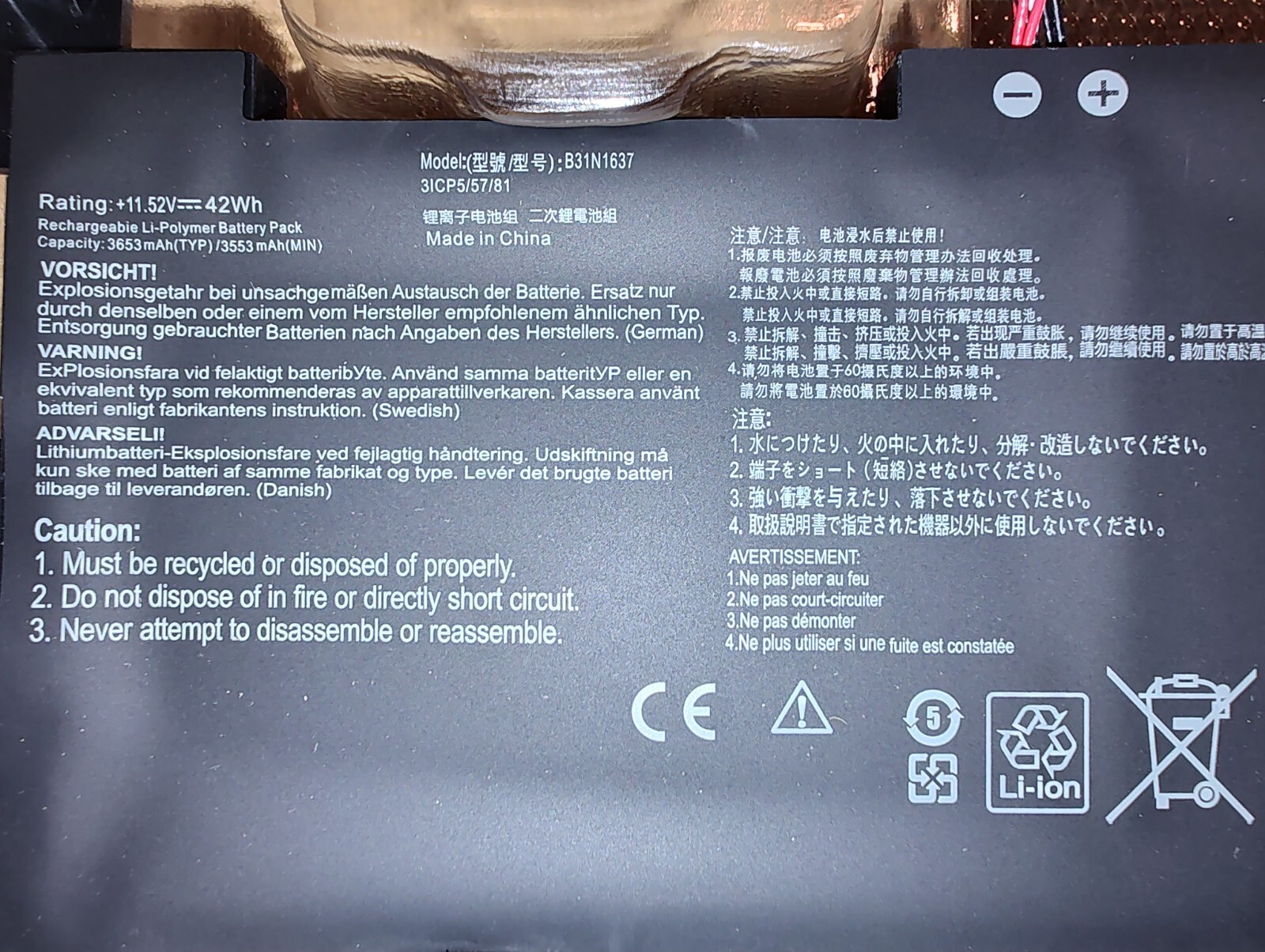 B31N1637 Laptop-Batteria Per ASUS VivoBook X510 X510U X510UQ X510UA X510UAR X510UF S15 S510U S510UF S510UQ S510UN S510UR S510UA F510 F510U F510UA F510QA C31N1637 B31B12H - Foto 12