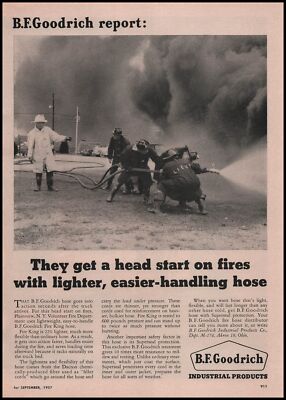 1957 Plainview New York Volunteer Fire Fighters Photo BF Goodrich Hoses Print Ad