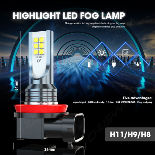 For 2006 2007 Suzuki GSXR600 GSXR750 LED Headlight Bulbs H11+T10 4PC 6000K - Picture 3 of 11