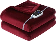 Heated Blanket Throw, Soft Flannel Electric Blanket with 6 Heat Settings & 2-10