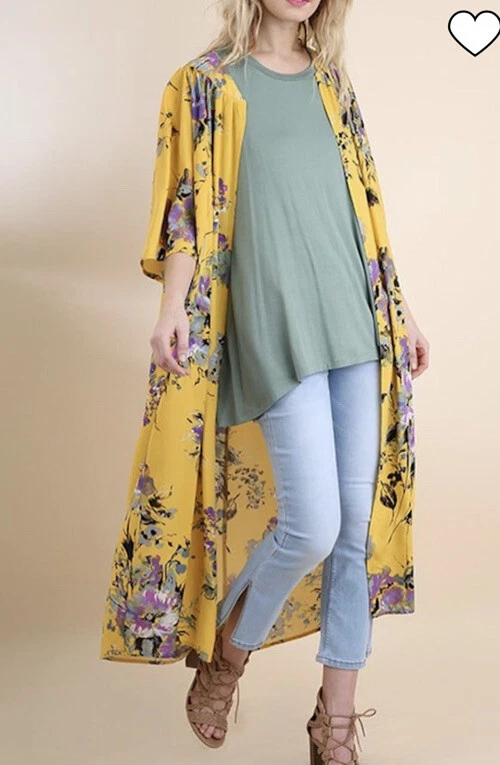 Long floral duster clearance cardigan