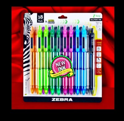 Zebra 18pk Colored Ballpoint Pens + 1 Black Gel Pen: Z-grip