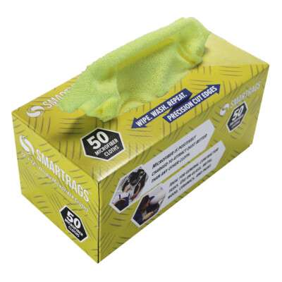 Smart Rags Cleaning Cloths (Box of 50), Lint Free 12x12 Color Options Disposable