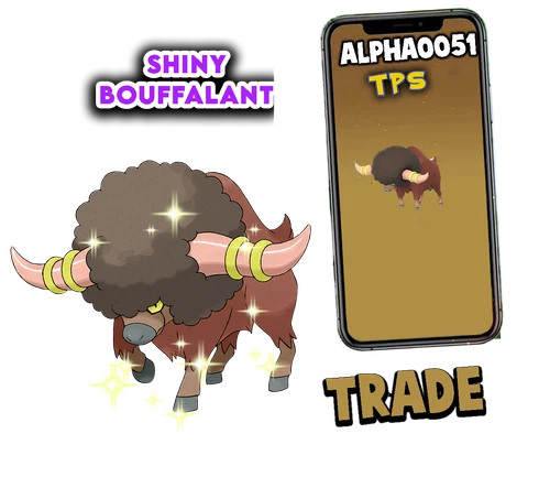 Pokemon Shiny Bouffalant Registered Trade or 1M
