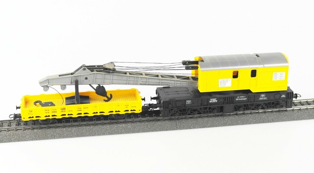 Roco 46331 H0 Kranwagen mit Kranschutzwagen gelb DB | Compra online en eBay
